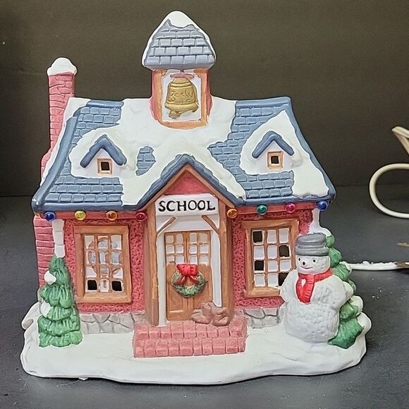 St. Nicholas Square Schoolhouse Lighted Porcelain House Christmas Village - Picture 3 of 8